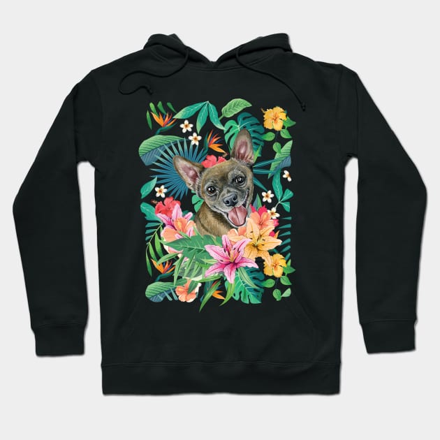 Tropical Short Haired Black Sable Fawn Chihuahua Hoodie by LulululuPainting